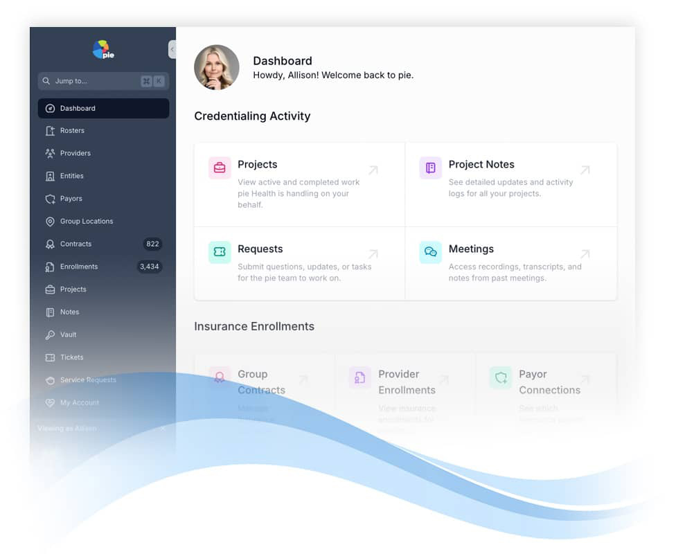 medical credentials dashboard example