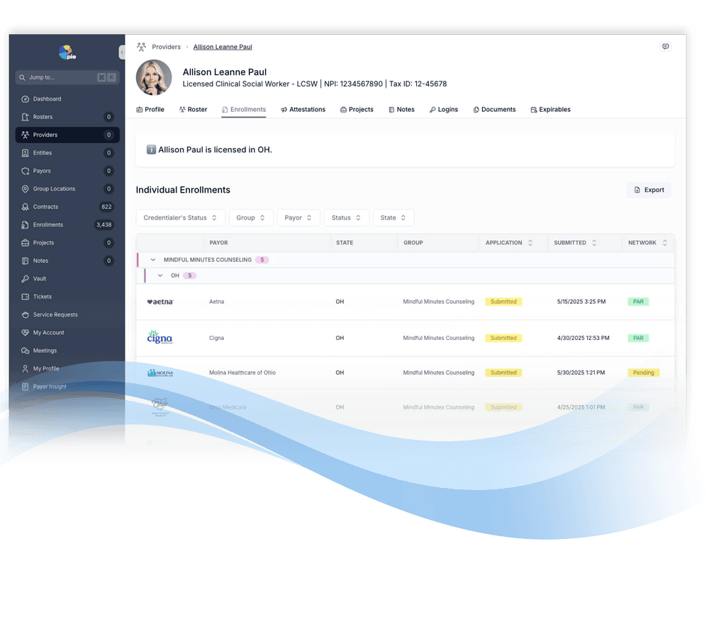 medical credentials dashboard example2